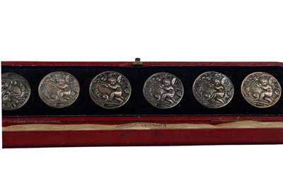 Lot 1153 - SET OF SIX ART NOUVEAU SILVER BUTTONS