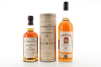 Lot 582 - BALVENIE 12 YEAR OLD DOUBLEWOOD AND ABERLOUR 10 YEAR OLD 1L