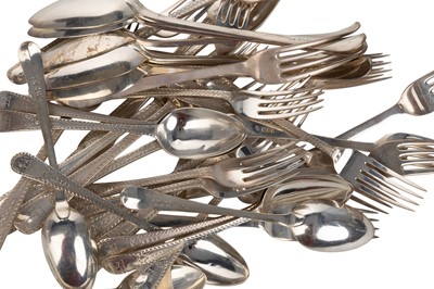 Lot 1161 - MATCHED SUITE OF GEORGE III AND LATER CUTLERY