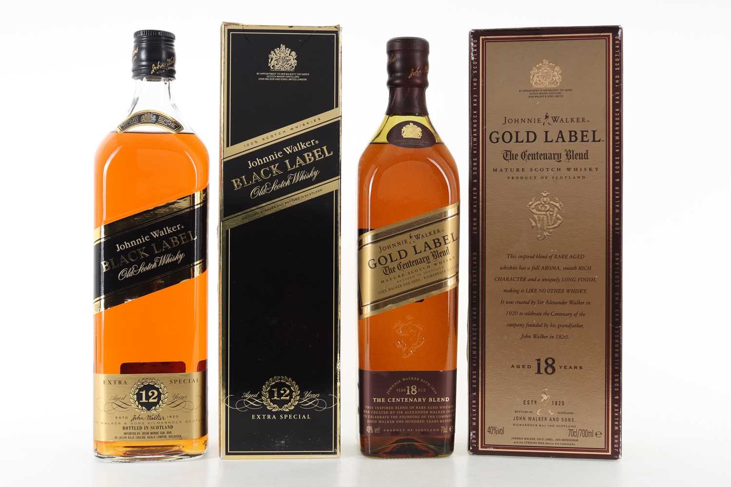 Lot 592 - JOHNNIE WALKER 18 YEAR OLD GOLD LABEL AND 12