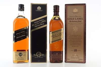 Lot 592 - JOHNNIE WALKER 18 YEAR OLD GOLD LABEL AND 12 YEAR OLD BLACK LABEL 1L