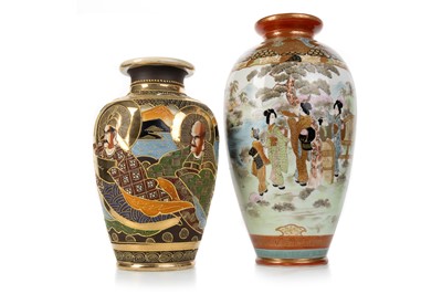 Lot 1596 - JAPANESE SATSUMA BALUSTER VASE