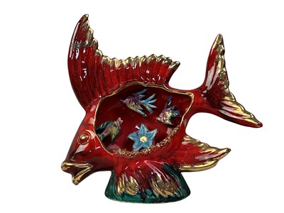 Lot 604 - TWO VINTAGE VALLAURIS CERAMIC FISH TABLE LAMPS