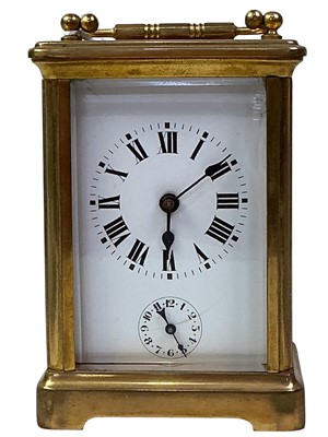 Lot 44 - FRENCH BRASS CARRIAGE ALARM CLOCK