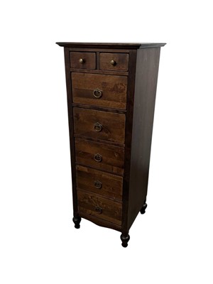 Lot 161 - REPRODUCTION MAHOGANY STAINED CHEST OF SEVEN DRAWERS