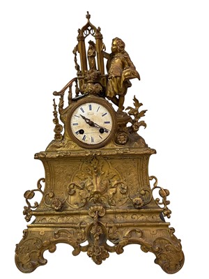 Lot 96 - FRENCH GILT METAL MANTEL CLOCK