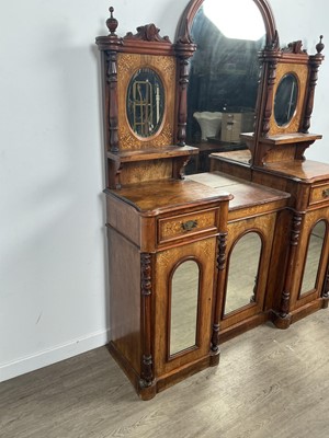 Lot 1263 - VICTORIAN INLAID WALNUT MIRROR BACKED SIDEBOARD
