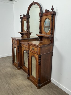 Lot 1263 - VICTORIAN INLAID WALNUT MIRROR BACKED SIDEBOARD
