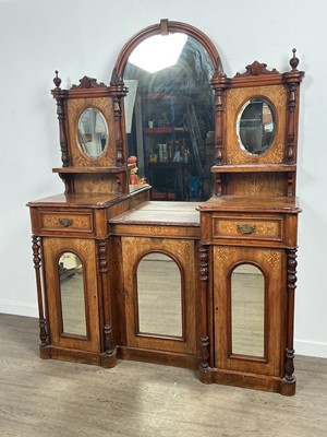 Lot 1263 - VICTORIAN INLAID WALNUT MIRROR BACKED SIDEBOARD
