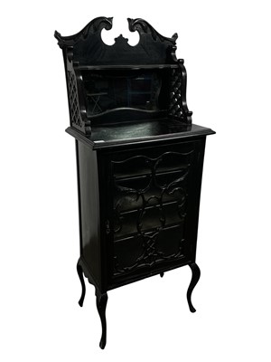 Lot 201 - EDWARDIAN EBONISED MUSIC CABINET
