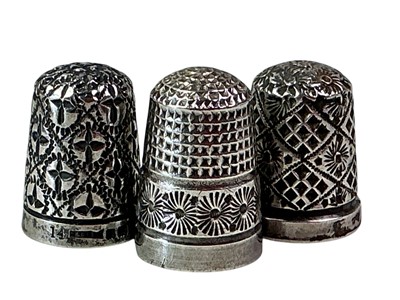 Lot 84 - THREE SILVER THIMBLES