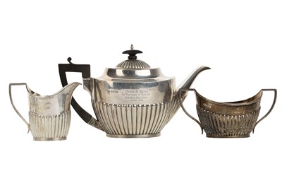 Lot 1177 - GEORGE V SILVER THREE PIECE TEA SERVICE