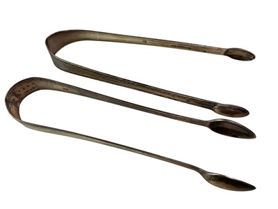 Lot 4 - TWO PAIRS OF GEORGIAN SILVER SUGAR TONGS