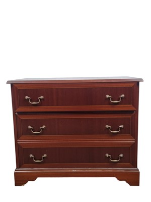 Lot 235 - MAHOGANY CHEST OF THREE DRAWERS