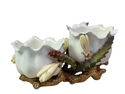 Lot 308 - THREE VICTORIAN MOORES PORCELAIN POSY VASES