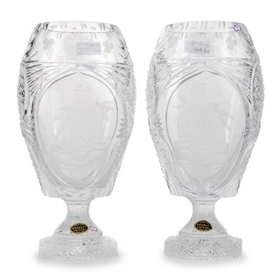 Lot 1264 - PAIR OF BRIERLEY HAND CUT CRYSTAL VASES