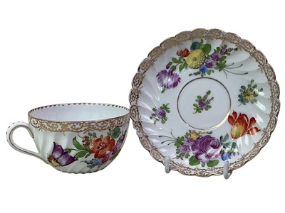Lot 287 - DRESDEN PORCELAIN TEA CUPS, SAUCERS AND PLATES