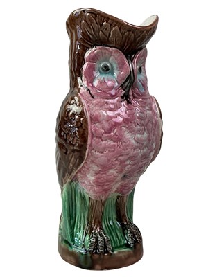 Lot 288 - 19TH CENTURY MAJOLICA OWL JUG