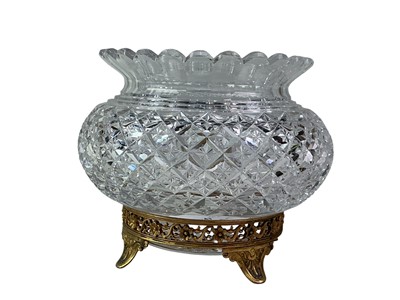 Lot 290 - PAIR OF CUT CRYSTAL BOWLS ON GILT STANDS