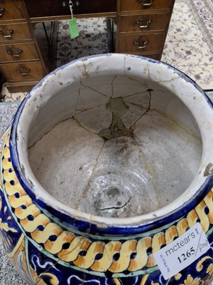 Lot 1265 - NEAR PAIR OF MAJOLICA VASES