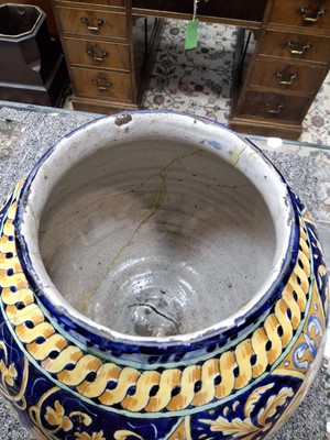 Lot 1265 - NEAR PAIR OF MAJOLICA VASES