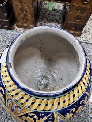 Lot 1265 - NEAR PAIR OF MAJOLICA VASES