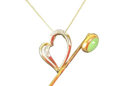 Lot 329 - GOLD HEART SHAPED PENDANT