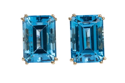Lot 465 - PAIR OF BLUE TOPAZ EARRINGS