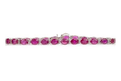 Lot 480 - RUBY AND DIAMOND BRACELET