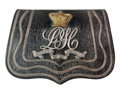 Lot 191 - OFFICER'S BLACK LEATHER EMBROIDERED FLAP POUCH