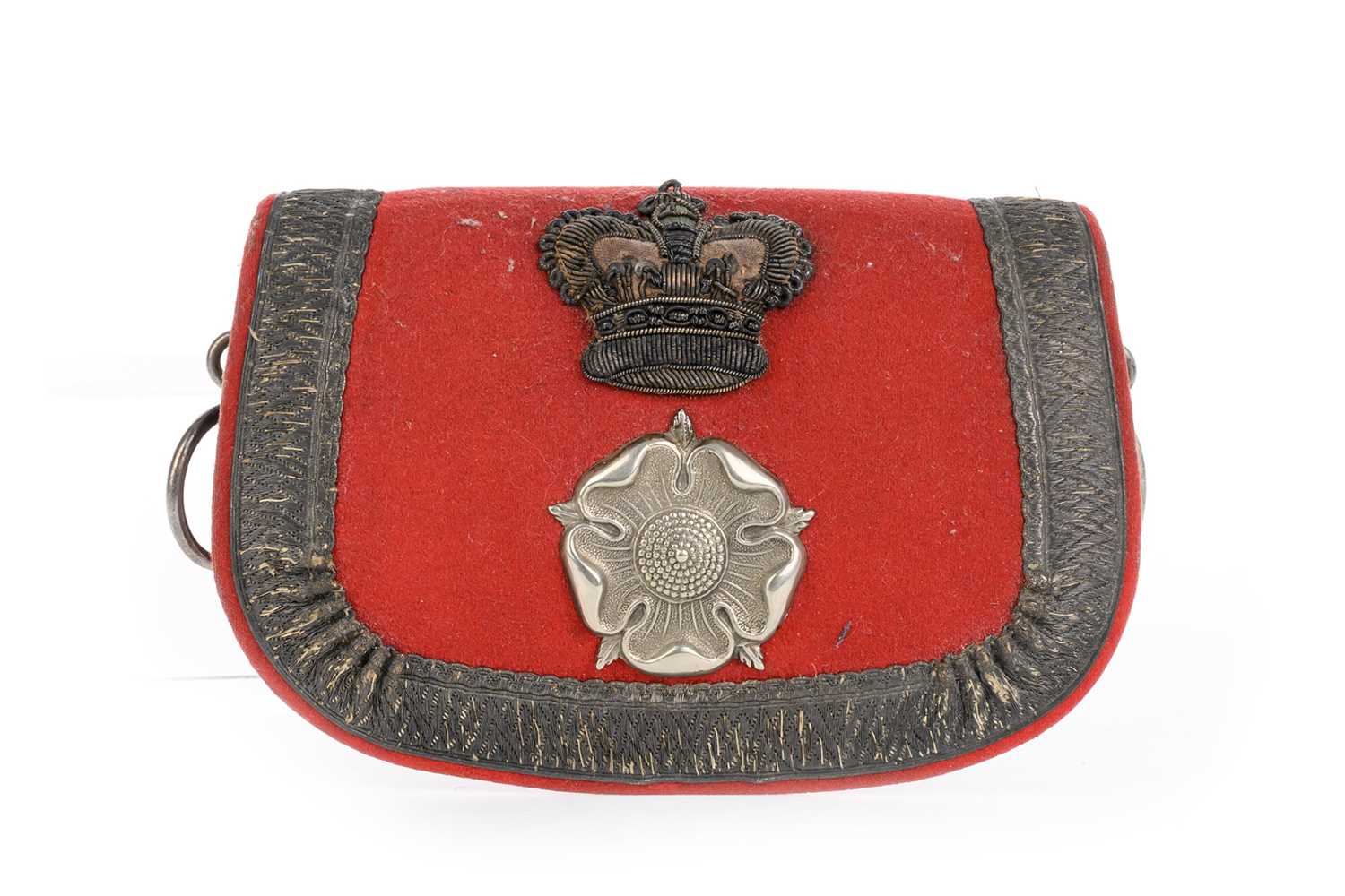Lot 193 - OFFICER'S EMBROIDERED AND WHITE METAL MOUNTED FLAP POUCH TO THE YORKSHIRE DRAGOONS