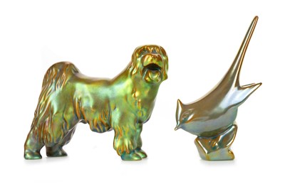 Lot 626 - ZSOLNAY PECS EOSIN GLAZE DOG FIGURE