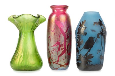 Lot 627 - GROUP OF THREE GLASS VASES