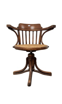 Lot 364 - THONET NO. 3 BENTWOOD REVOLVING ELBOW CHAIR