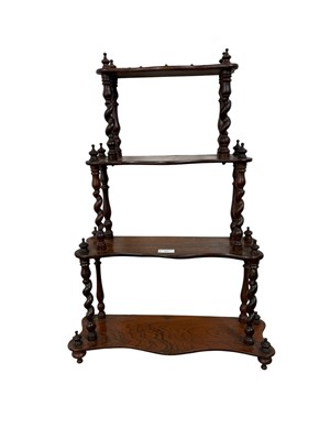 Lot 372 - VICTORIAN ROSEWOOD FOUR TIER WALL HANGING WHATNOT