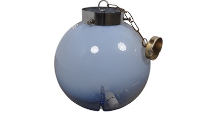 Lot 451 - BLUE GLASS GLOBE CEILING LIGHT