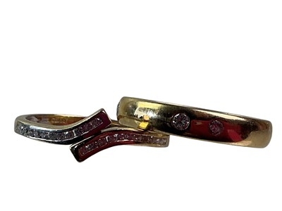 Lot 592 - TWO DIAMOND DRESS RINGS