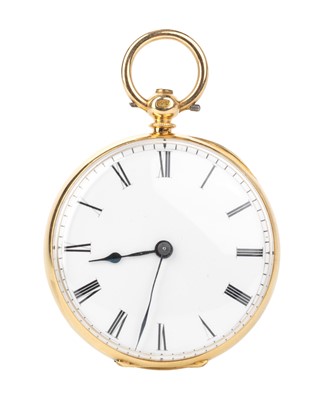 Lot 930 - EIGHTEEN CARAT GOLD OPEN FACE FOB WATCH