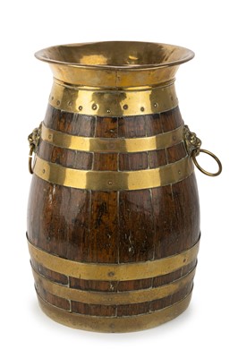 Lot 1286 - VICTORIAN COOPERED OAK STICK STAND