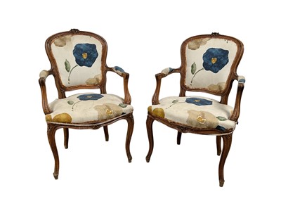 Lot 378 - PAIR OF WALNUT FAUTEUILS