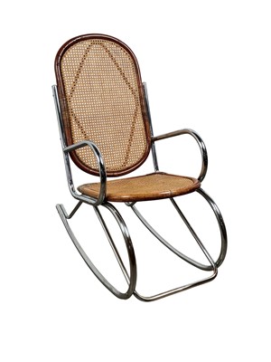 Lot 624 - TUBULAR METAL FRAMED ROCKING CHAIR