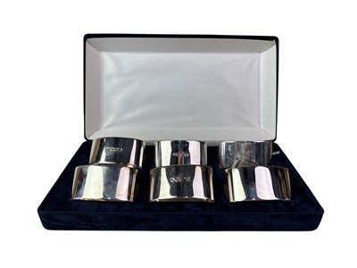 Lot 625 - SET OF SIX ELIZABETH II SILVER NAPKIN RINGS