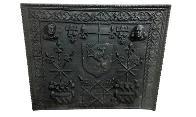 Lot 1283 - FRENCH CAST IRON FIRE BACK