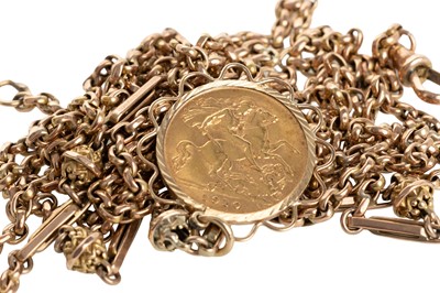Lot 3 - EDWARD VII GOLD HALF SOVEREIGN PENDANT ON CHAIN
