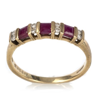 Lot 513 - RUBY AND DIAMOND BAND