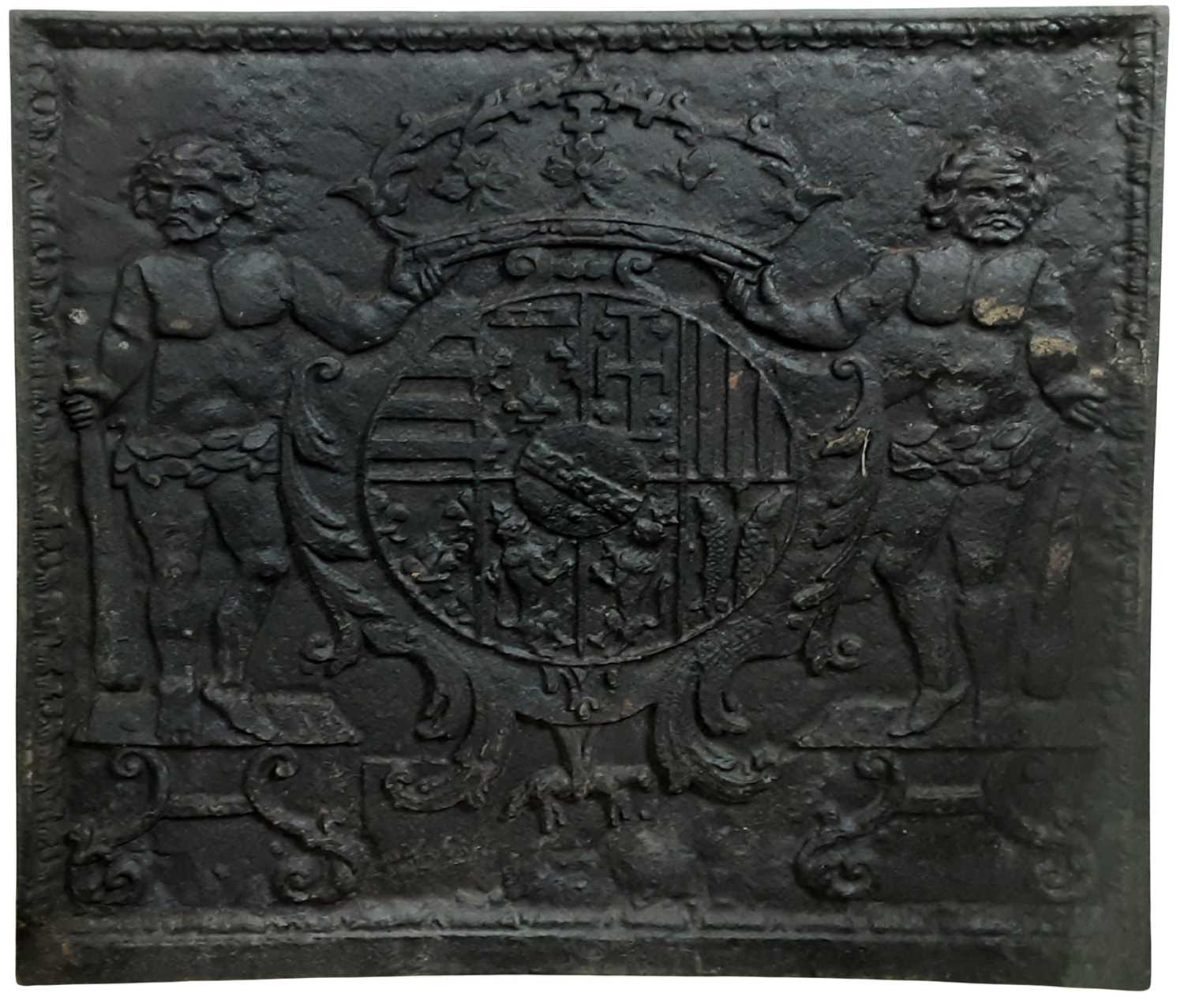 Lot 1284 - FRENCH CAST IRON FIRE BACK