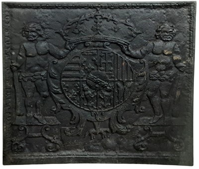 Lot 1284 - FRENCH CAST IRON FIRE BACK