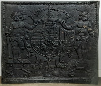 Lot 1284 - FRENCH CAST IRON FIRE BACK