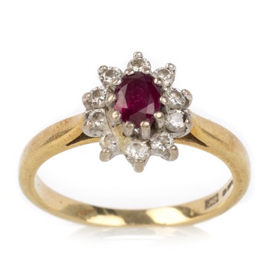 Lot 502 - RUBY AND DIAMOND CLUSTER RING