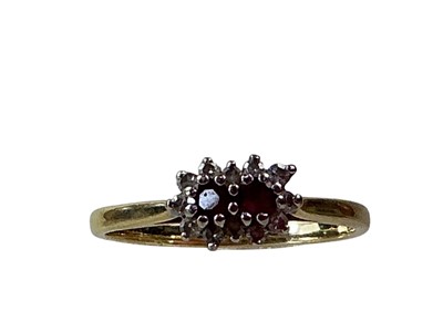 Lot 650 - RUBY AND DIAMOND CLUSTER RING